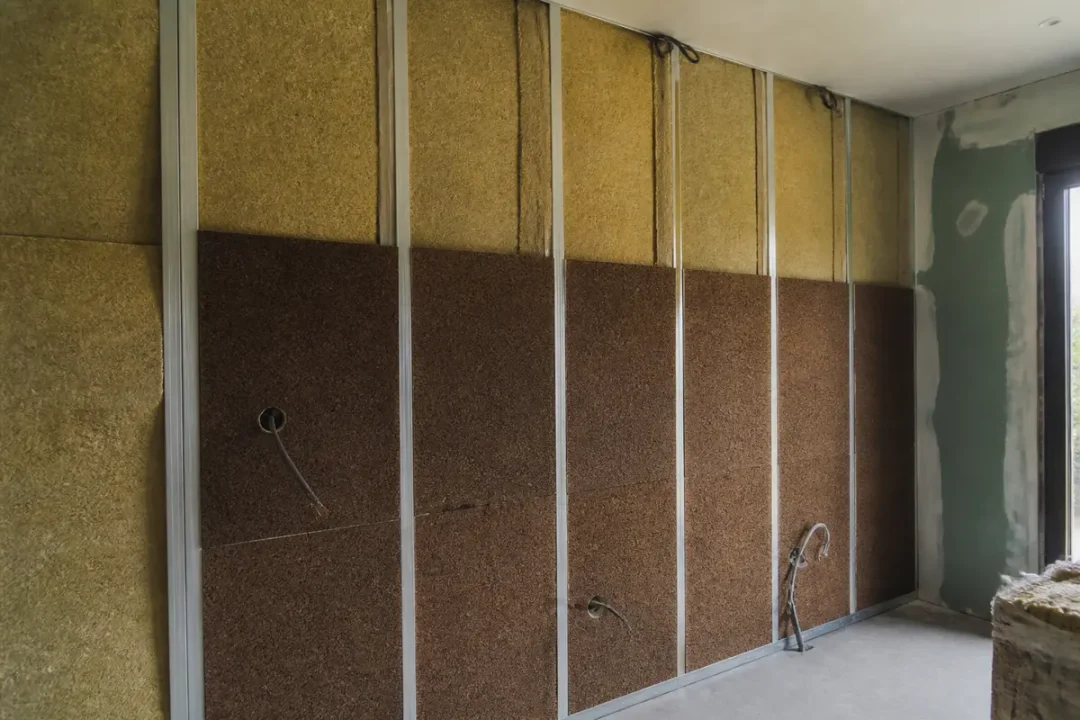Mur avec des panneaux insonorisants utilisant le meilleur isolant phonique pour une isolation optimale